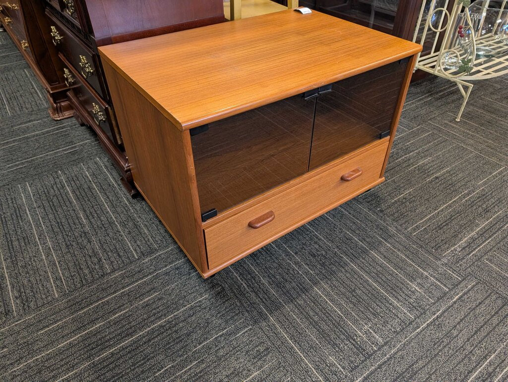 Teak Veneer Media Stand