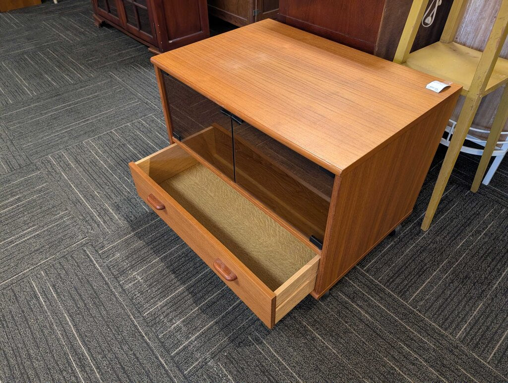 Teak Veneer Media Stand