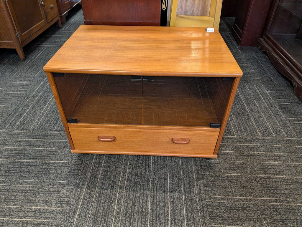 Teak Veneer Media Stand