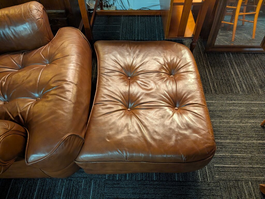 Vintage Leather Chair With Ottoman
