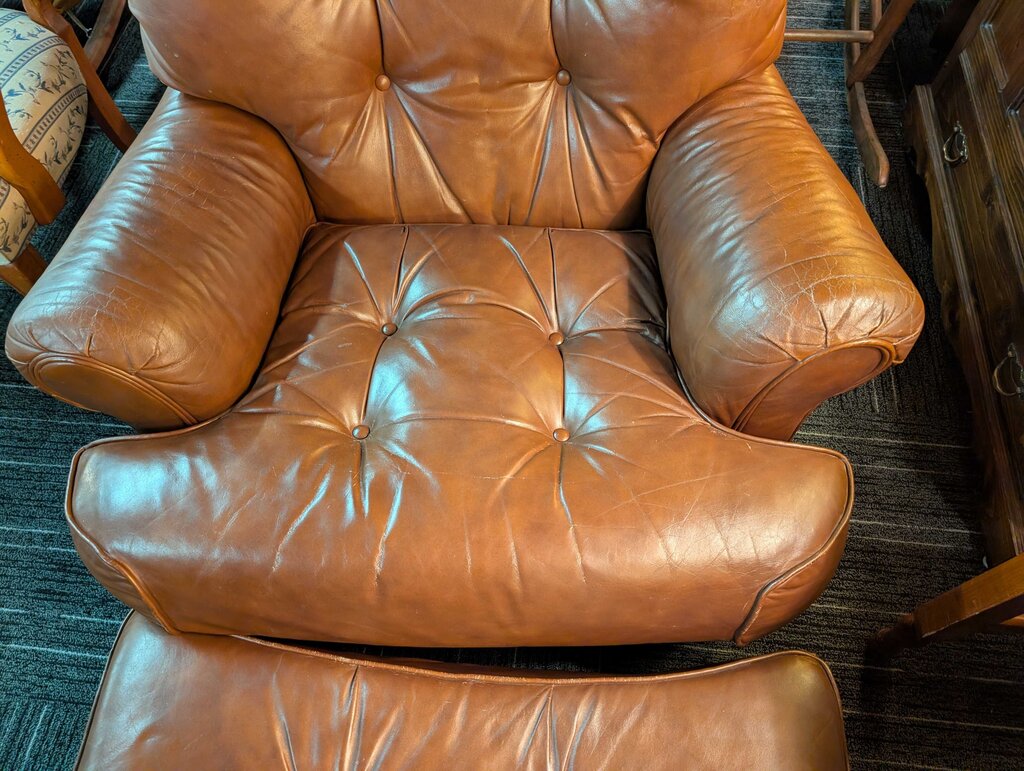 Vintage Leather Chair With Ottoman