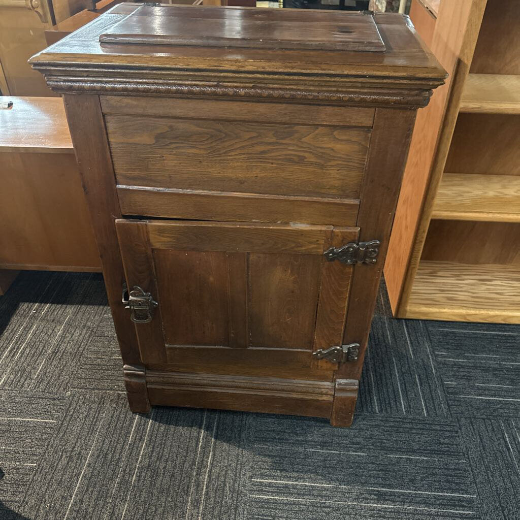 Antique Oak Top-Lift icebox Cabinet