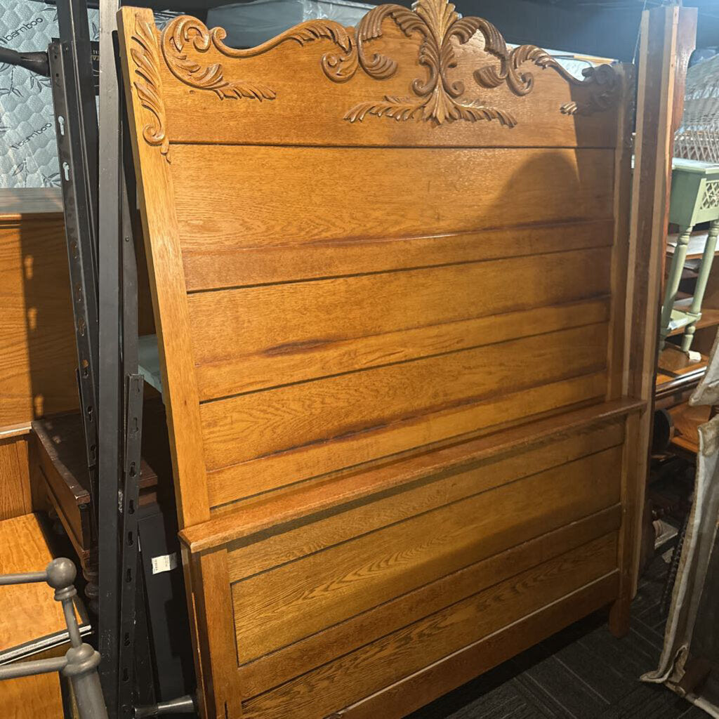 Antique Carved Oak Bed