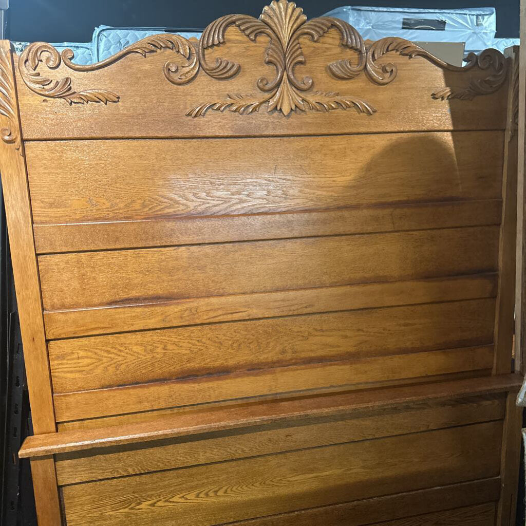 Antique Carved Oak Bed