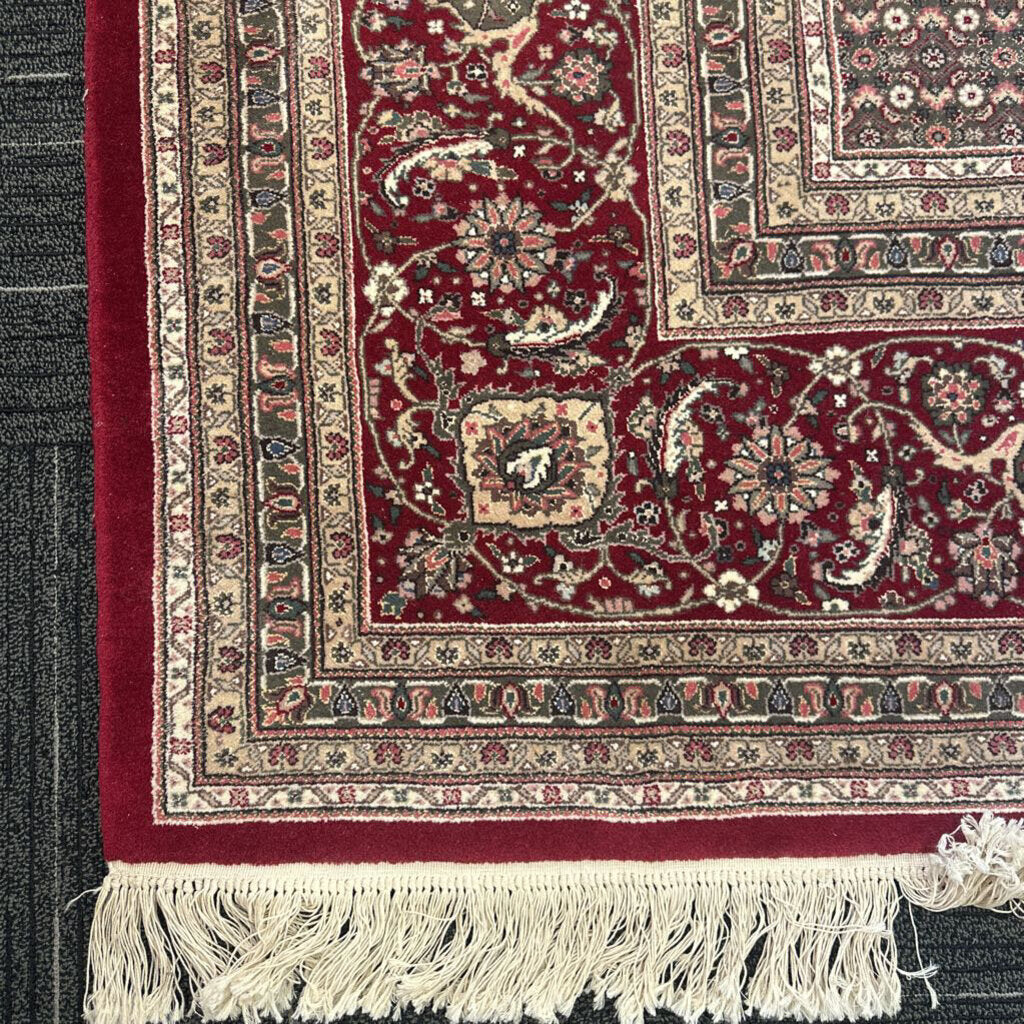 Vintage Persian-Style Tabriz Area Rug in Burgundy and Cream (14' 2" Long x 9' 6" Wide)