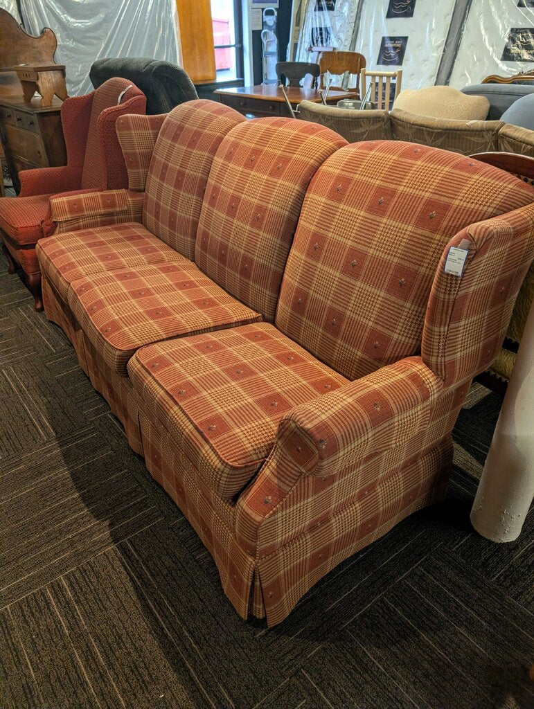 Plaid Wingback Sofa