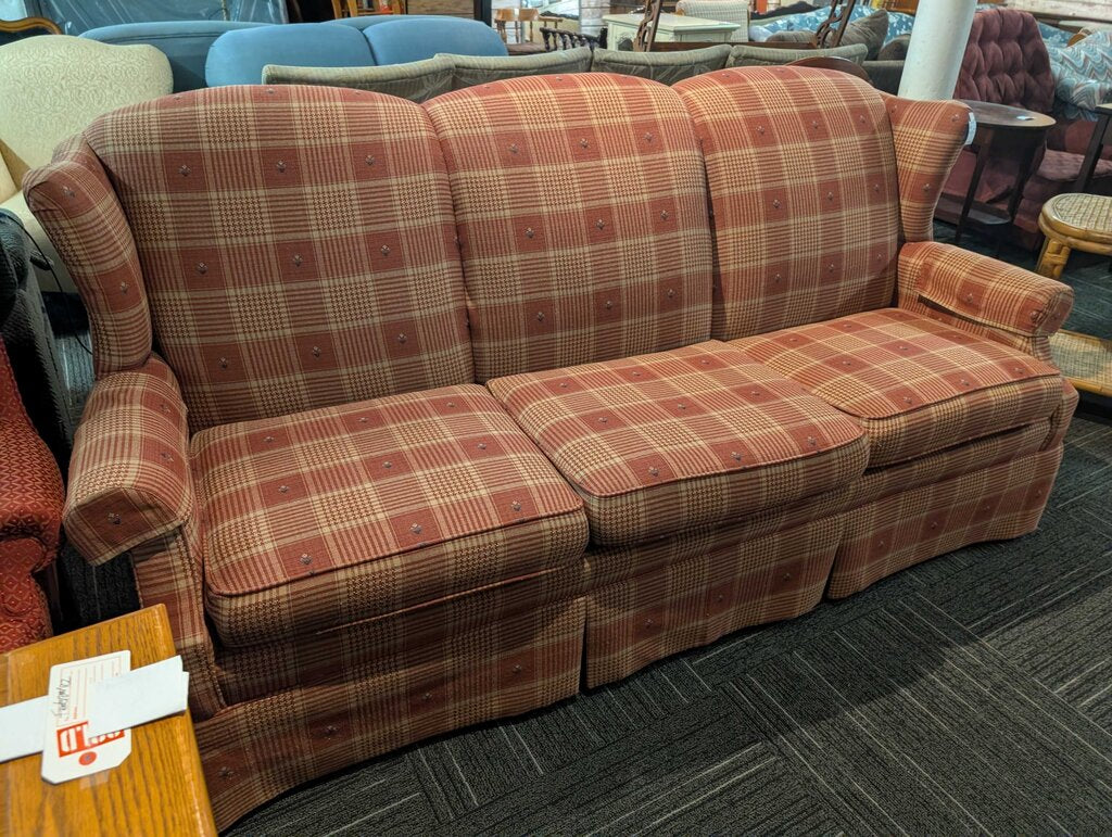 Plaid Wingback Sofa