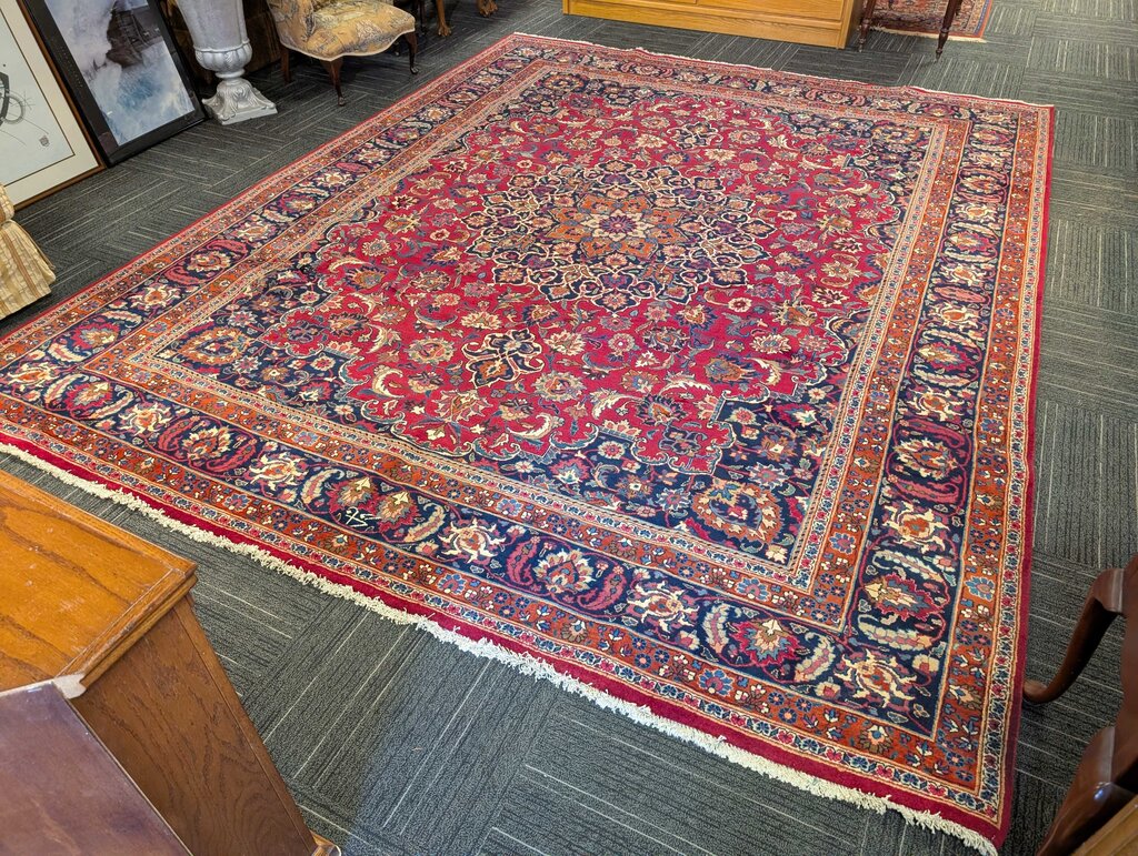 Hand Woven Wool Kashan Area Rug 12'9''x10'1''