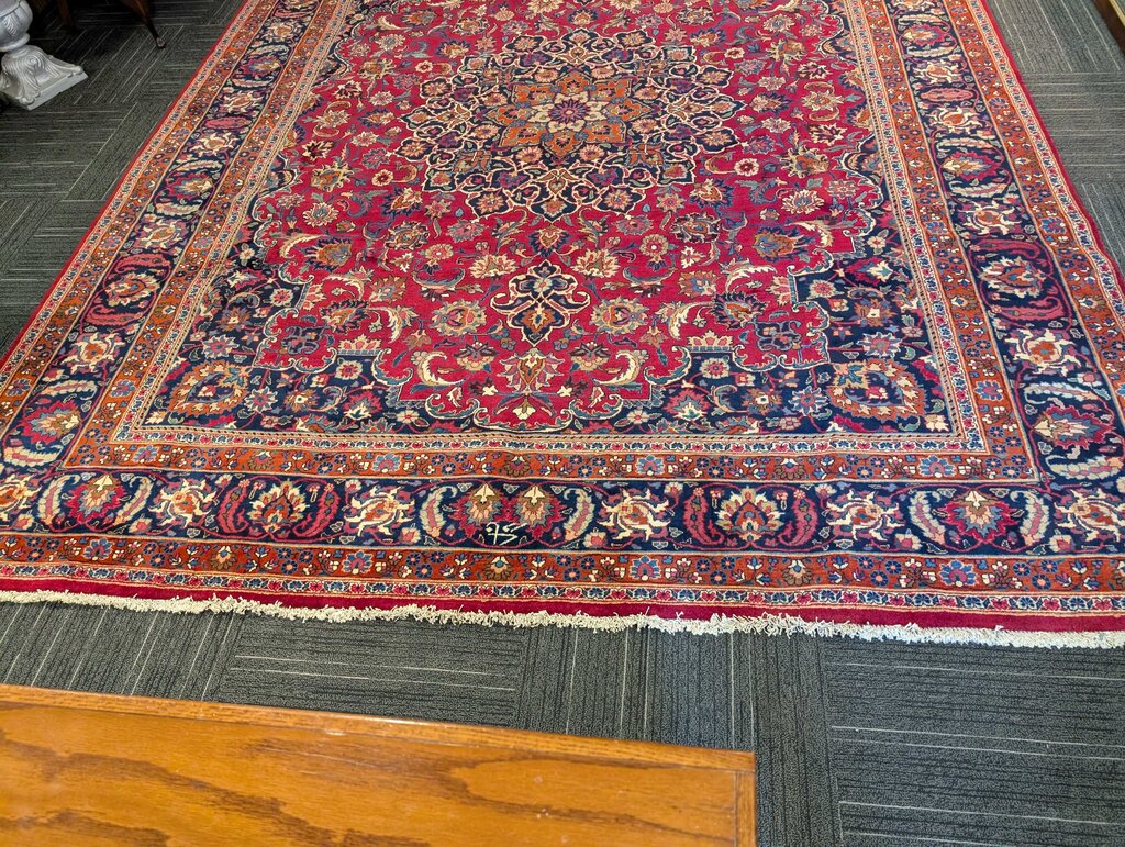 Hand Woven Wool Kashan Area Rug 12'9''x10'1''