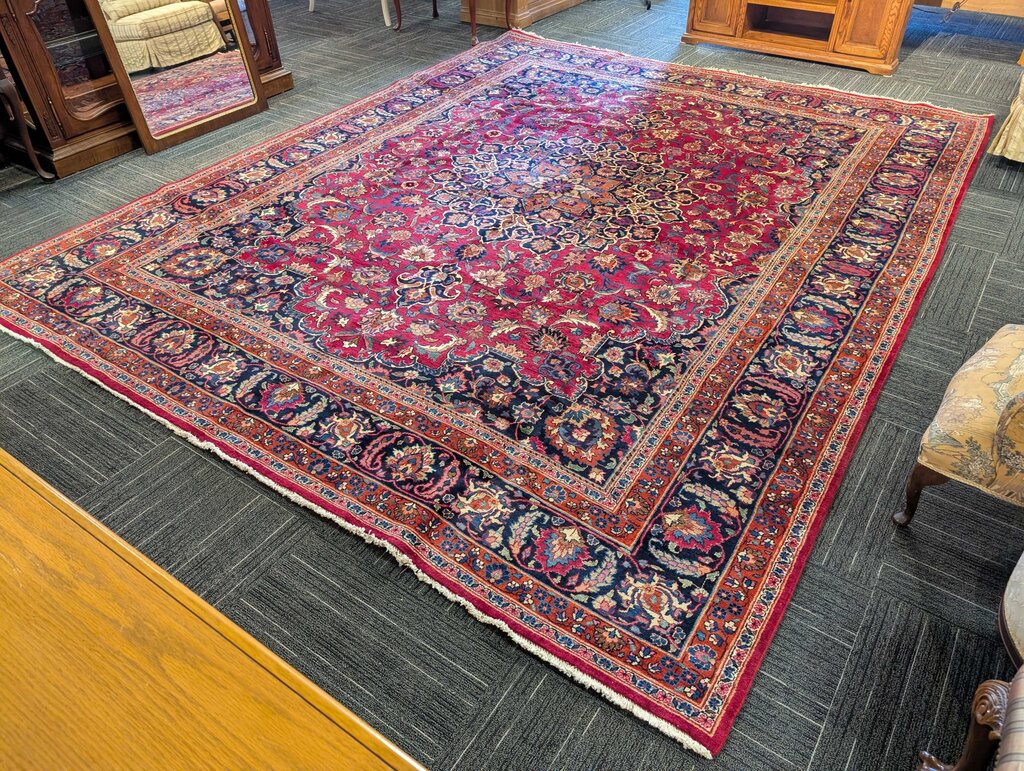 Hand Woven Wool Kashan Area Rug 12'9''x10'1''