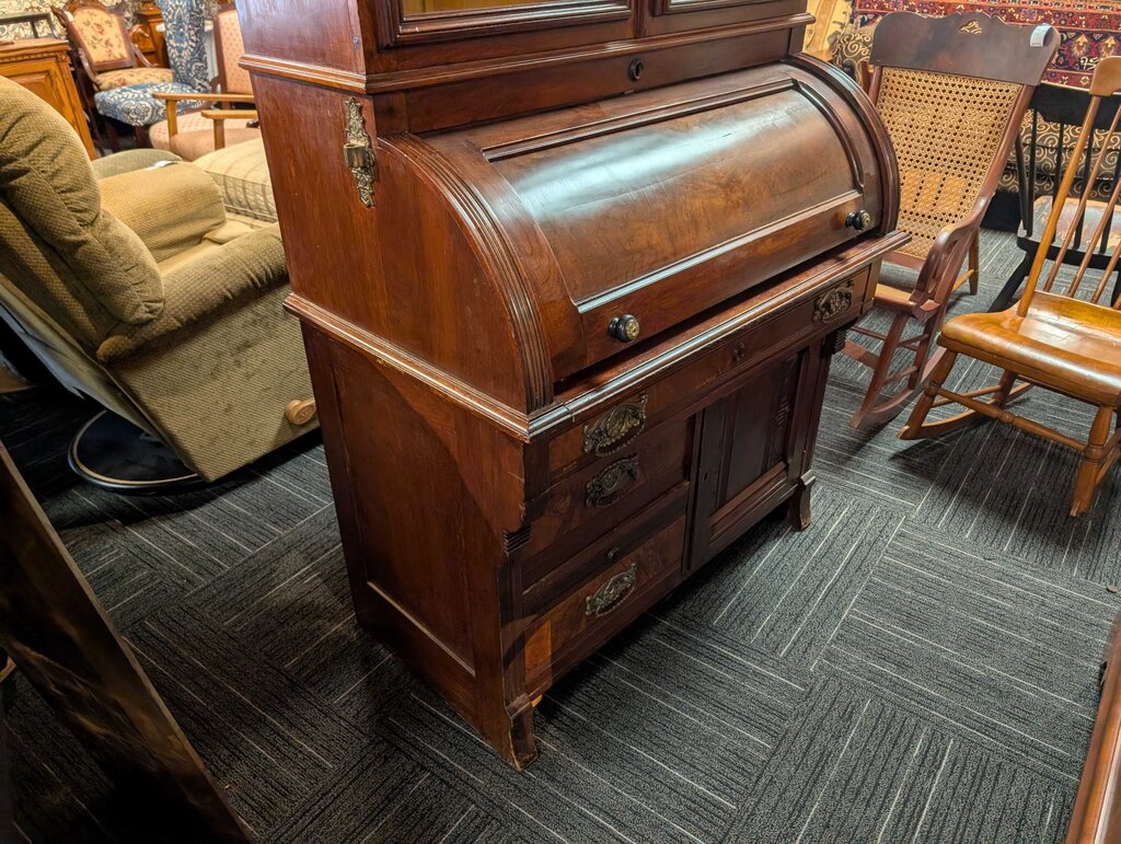 Antique Walnut Cylinder Rolltop Desk