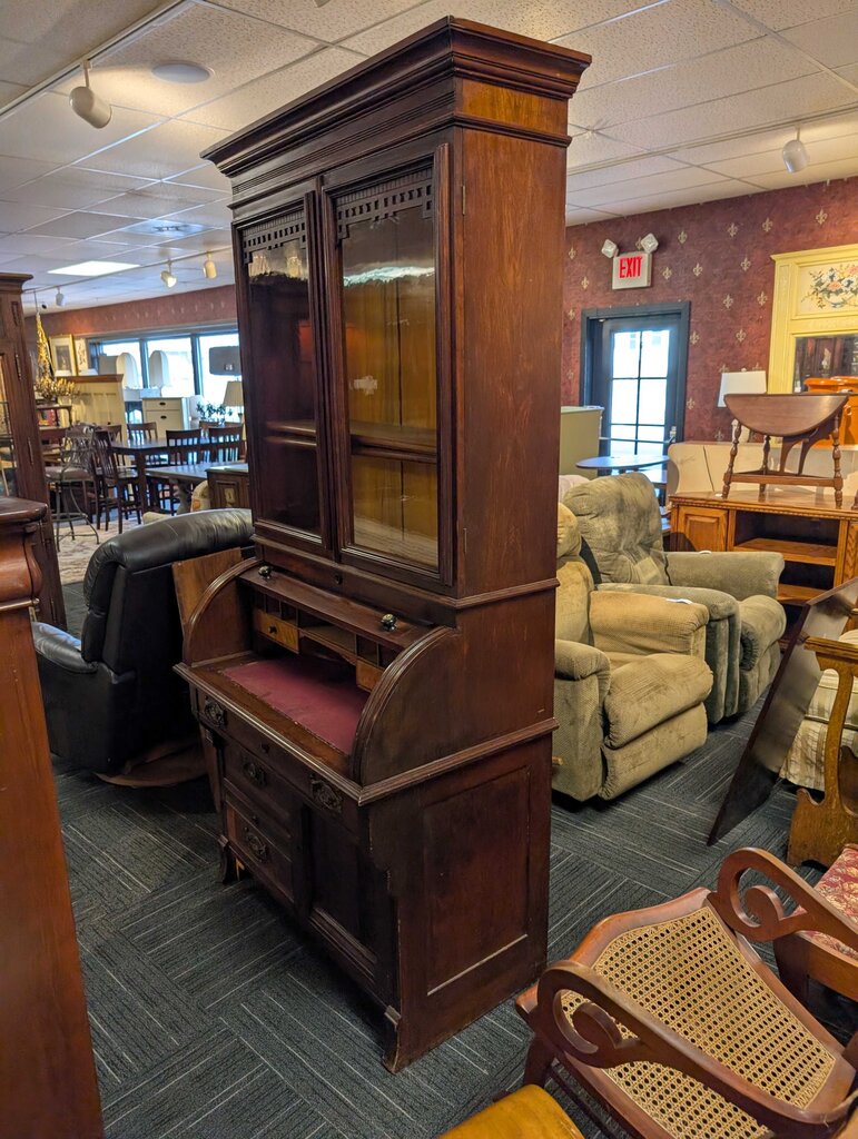 Antique Walnut Cylinder Rolltop Desk