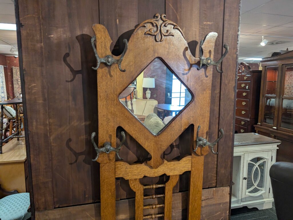 Antique Oak Hall Tree