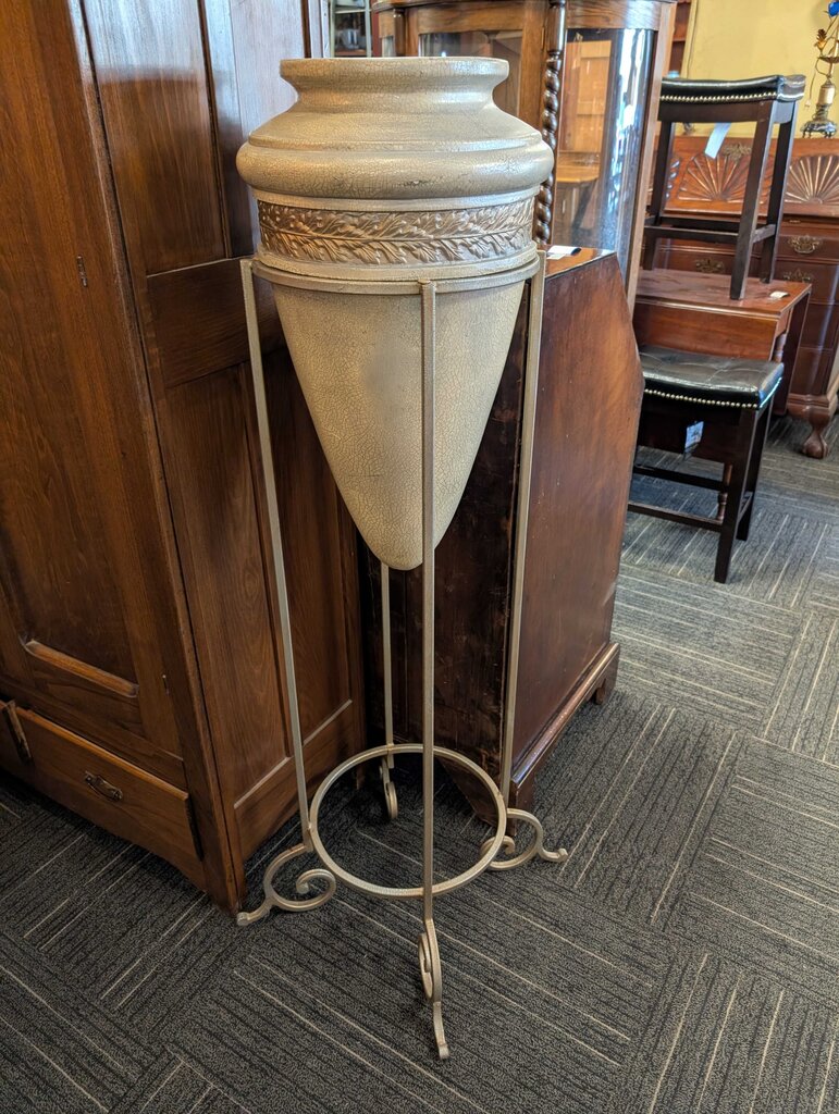 Ceramic Urn With Metal Base