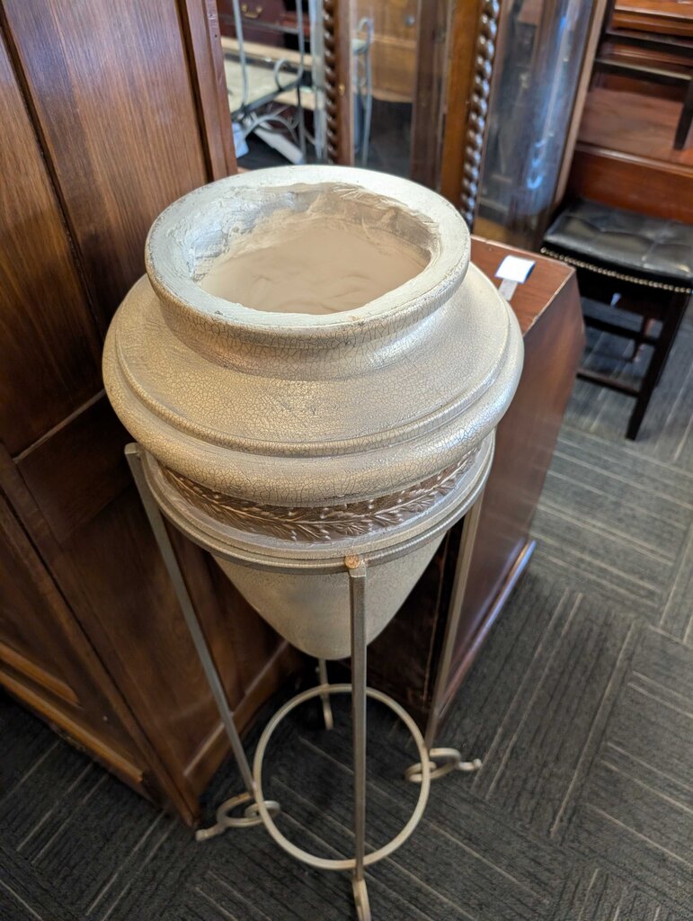 Ceramic Urn With Metal Base