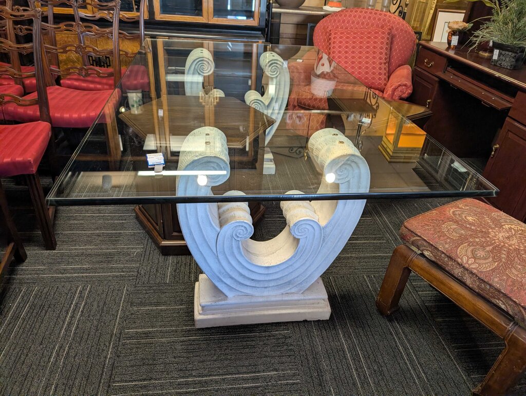 American Modern Glass Top w/ Sculptural Base