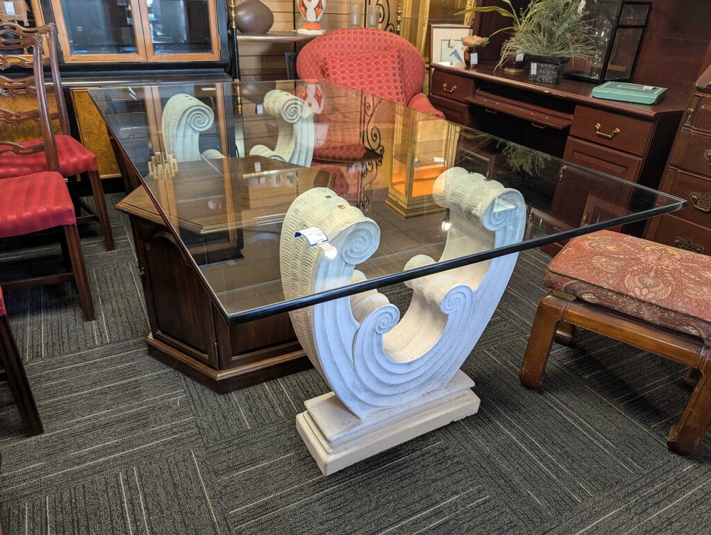 American Modern Glass Top w/ Sculptural Base