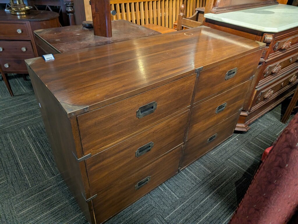 American Modern Vintage Six Drawer Campaign Style Dresser