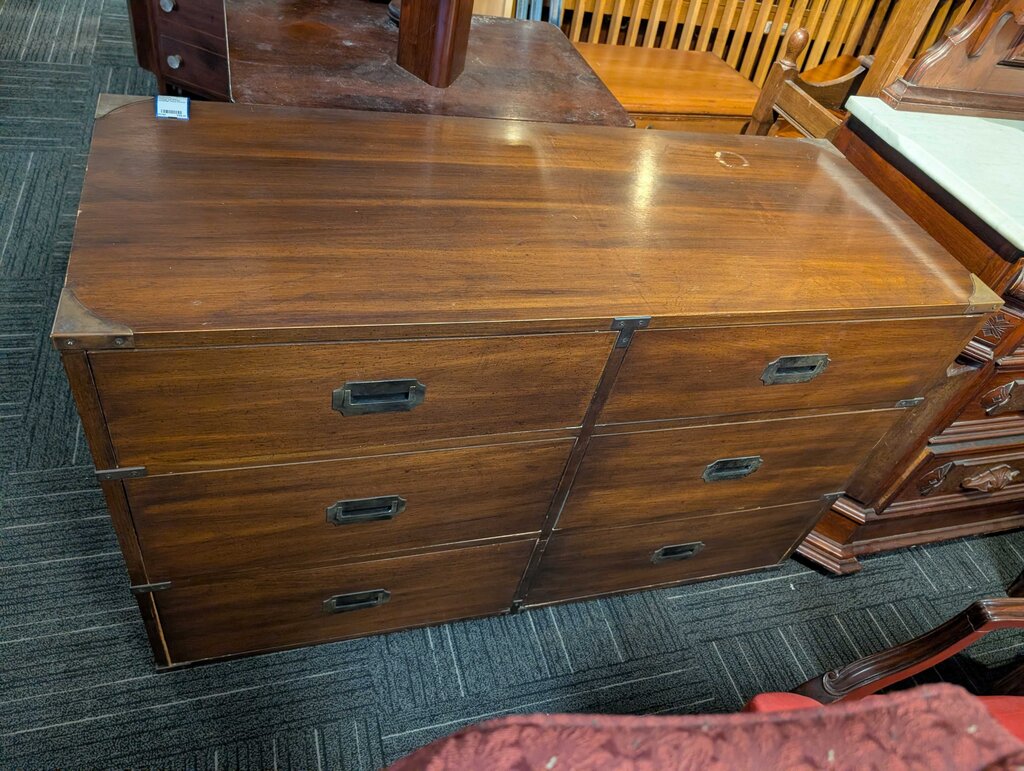 American Modern Vintage Six Drawer Campaign Style Dresser