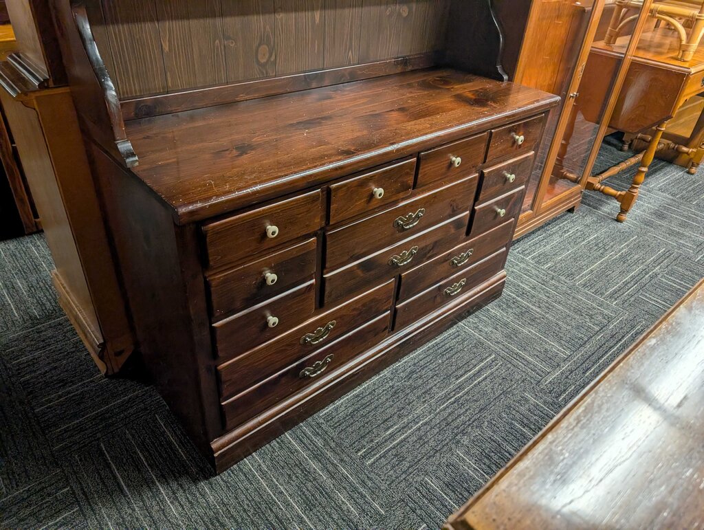 Vintage Ethan Allen Dresser With Bookcase Top