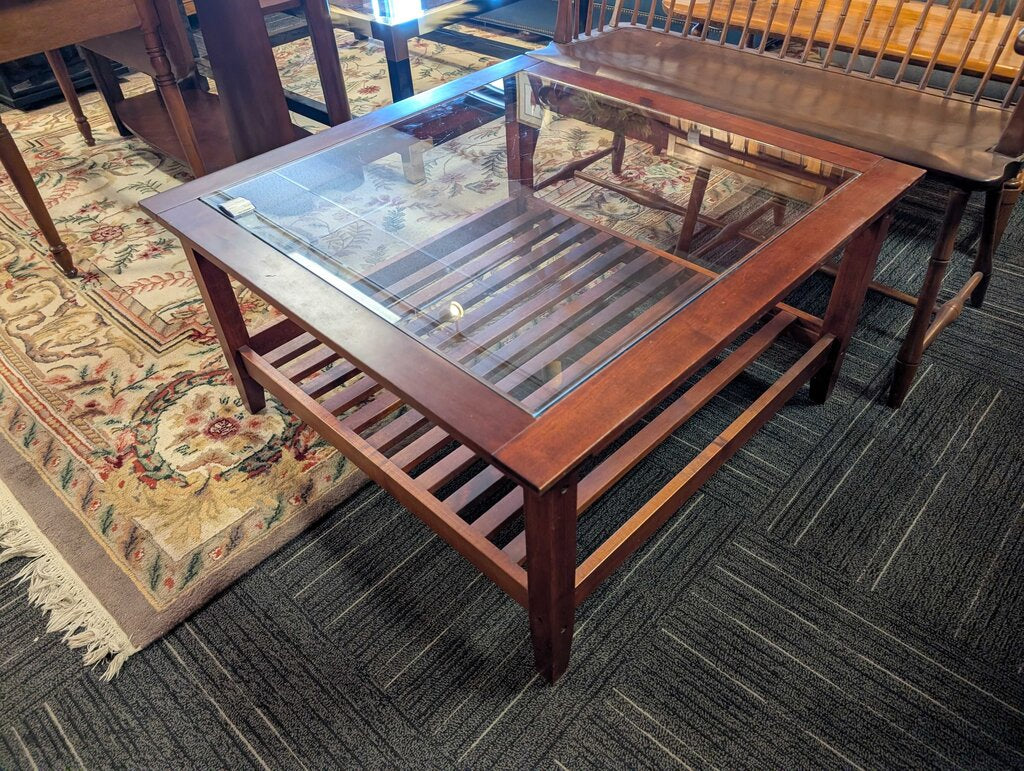 Solid Cherry Glass Top Coffee Table