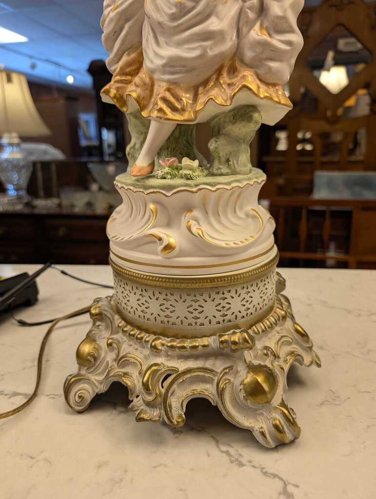 Pair of Rococo Style Porcelain Figural Table Lamps