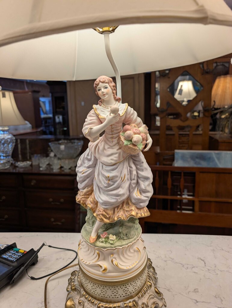 Pair of Rococo Style Porcelain Figural Table Lamps
