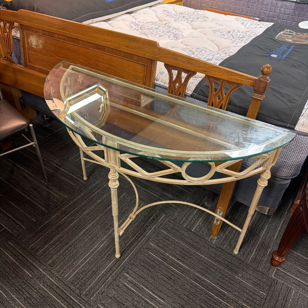 Contemporary Glass Top Demilune