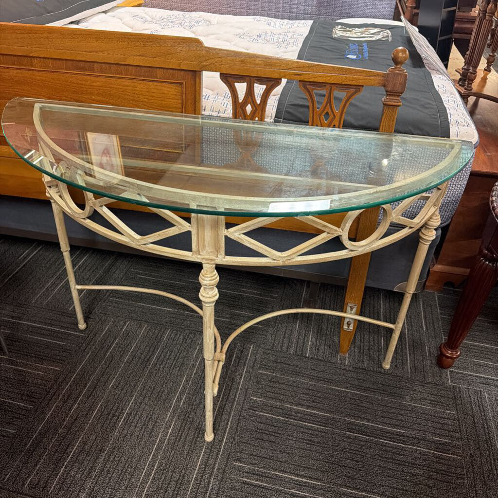 Contemporary Glass Top Demilune