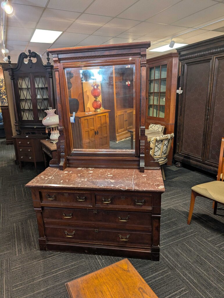 Antique Victorian Dresser With Mirror