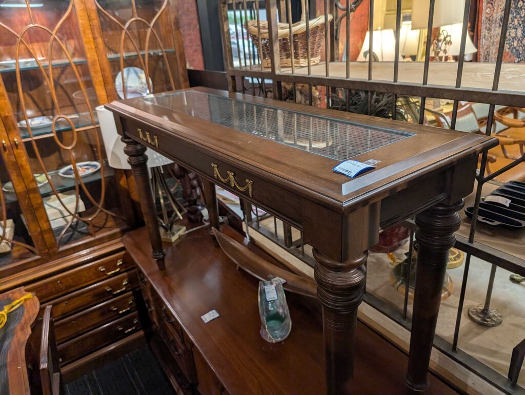 Contemporary Sofa Table w/ Glass Insert