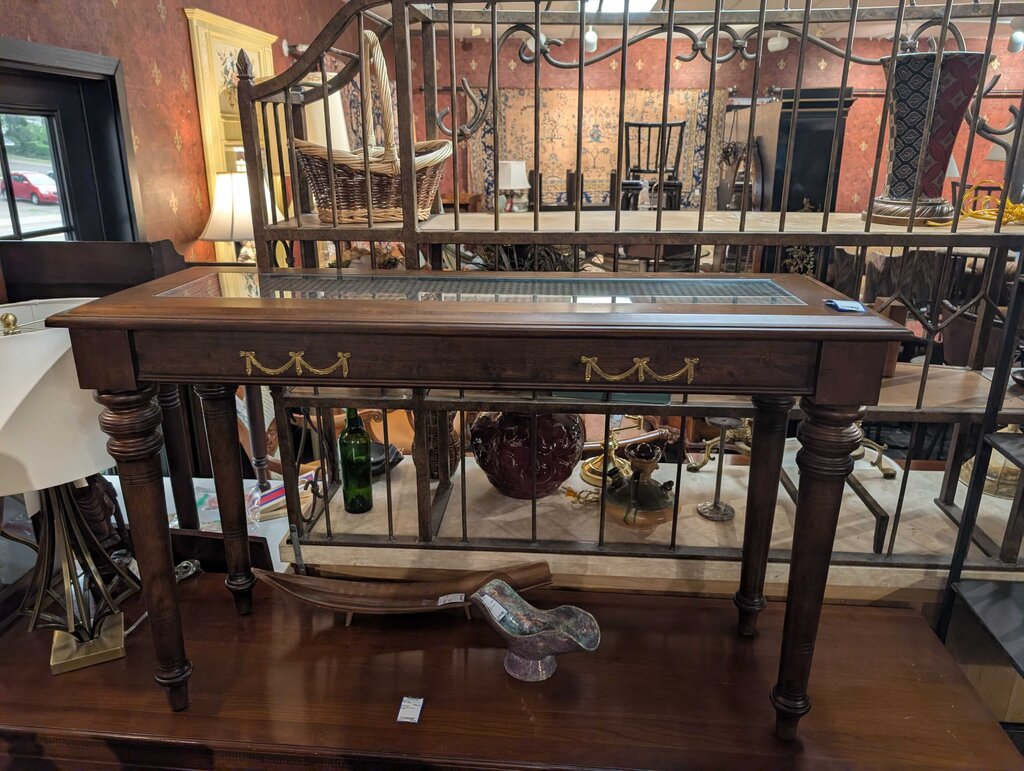 Contemporary Sofa Table w/ Glass Insert