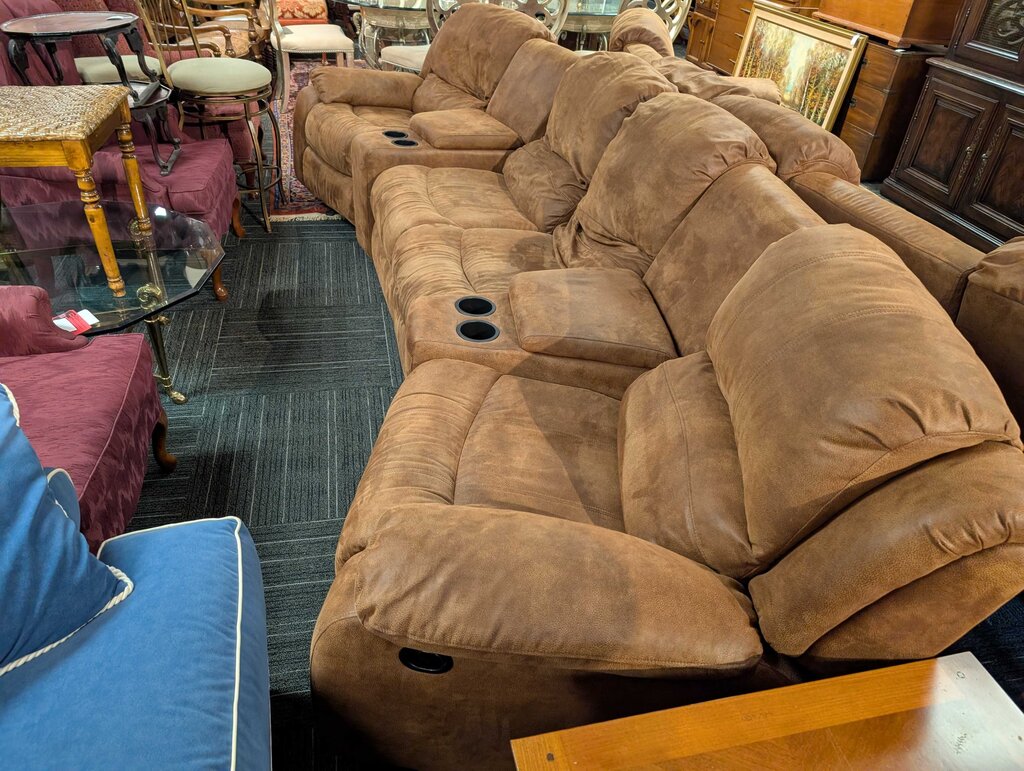 Large Reclining Microfiber Sofa (two middle recliners are non functioning)