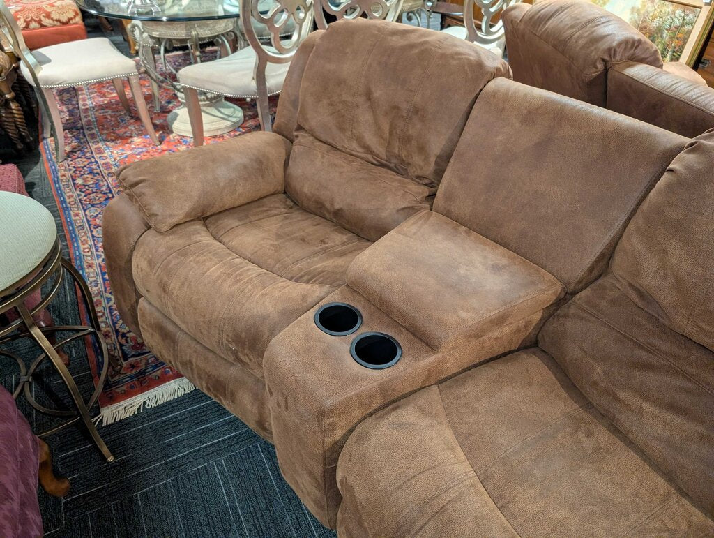 Large Reclining Microfiber Sofa (two middle recliners are non functioning)