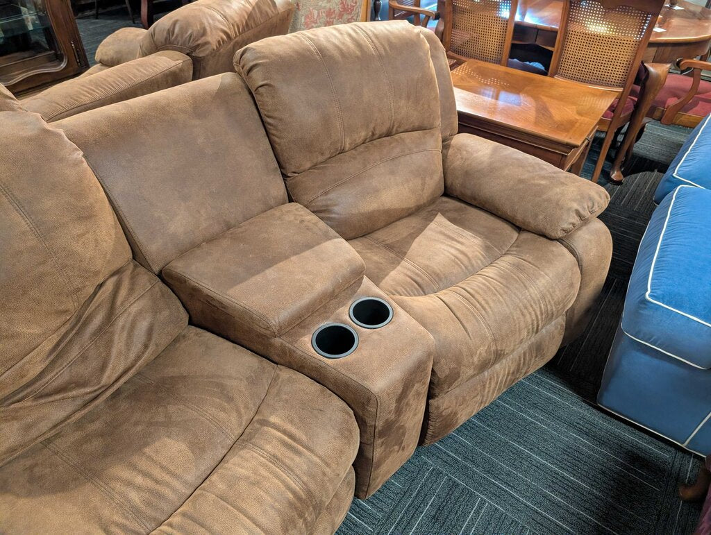 Large Reclining Microfiber Sofa (two middle recliners are non functioning)