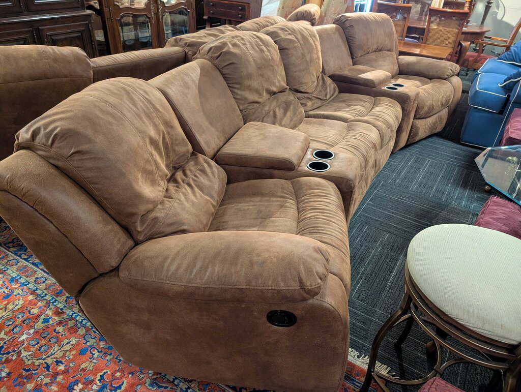 Large Reclining Microfiber Sofa (two middle recliners are non functioning)