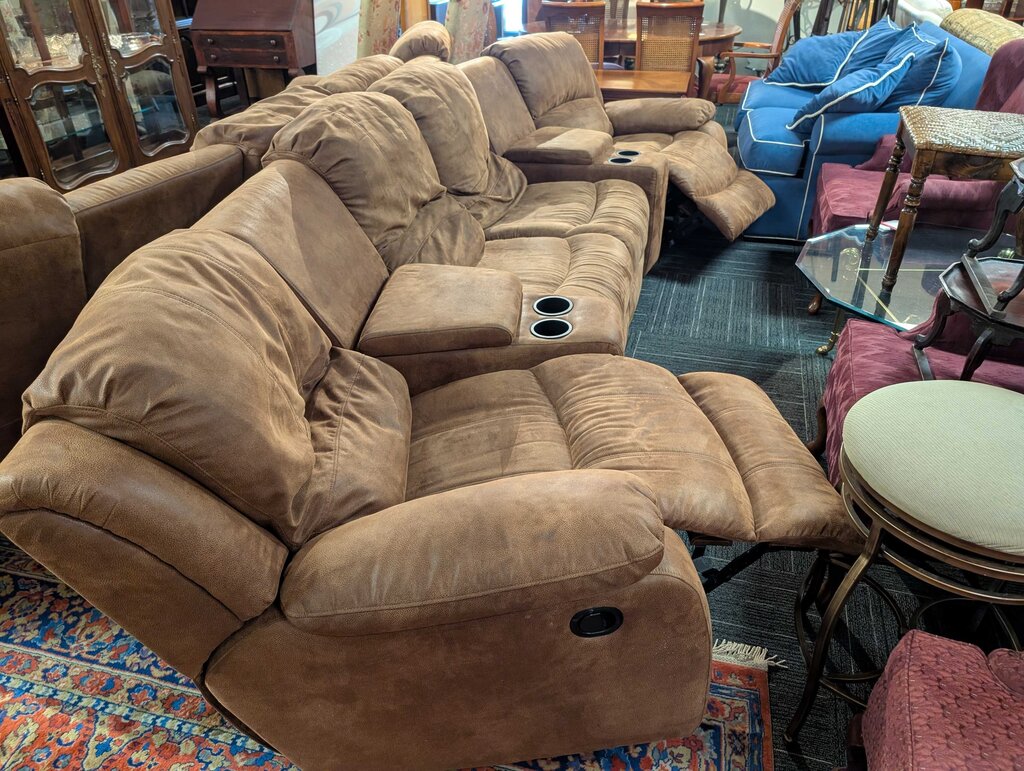 Large Reclining Microfiber Sofa (two middle recliners are non functioning)