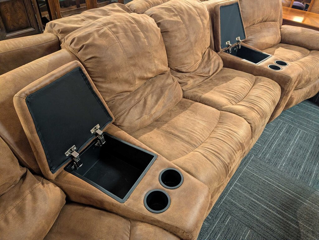 Large Reclining Microfiber Sofa (two middle recliners are non functioning)