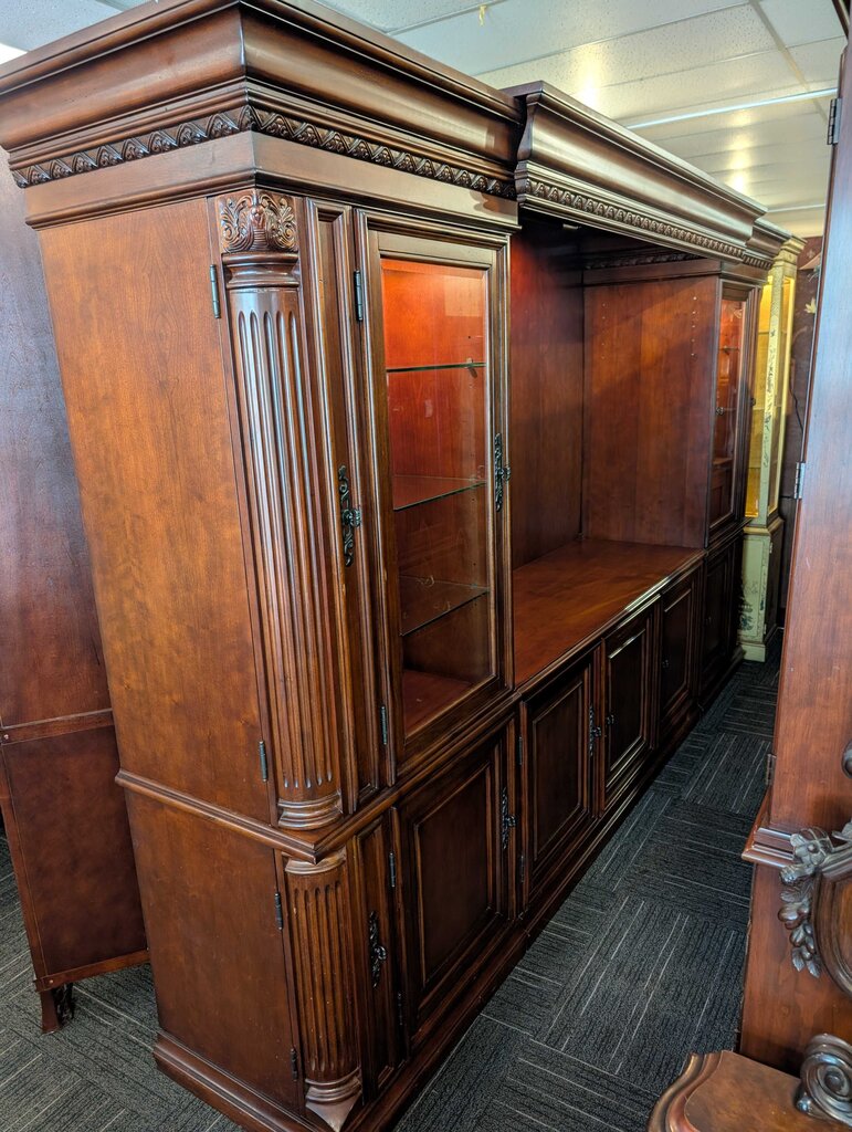Traditional Wood Entertainment Center & Display Wall Unit