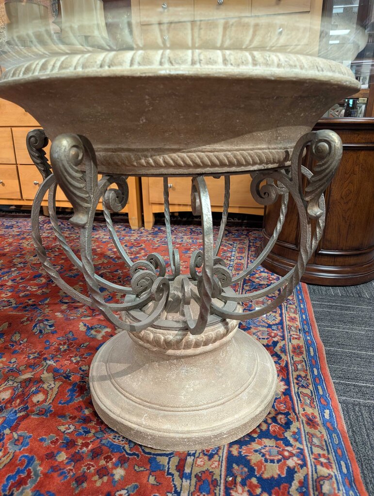 Large Double Pedestal Glass Top Dining Room Table