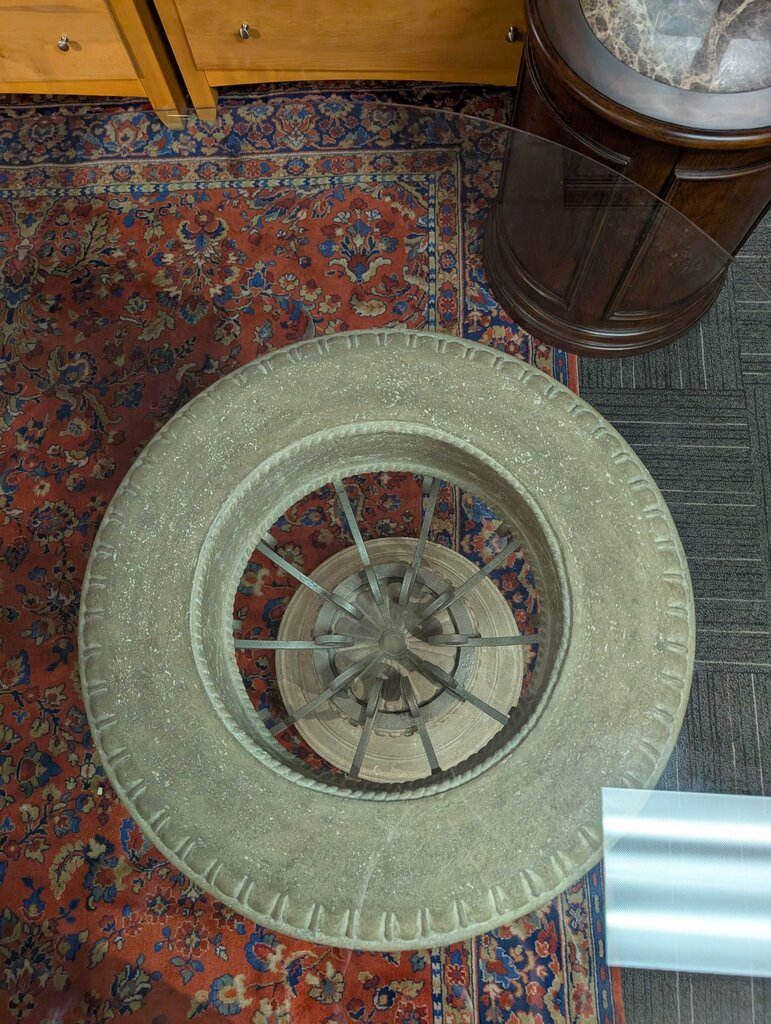 Large Double Pedestal Glass Top Dining Room Table