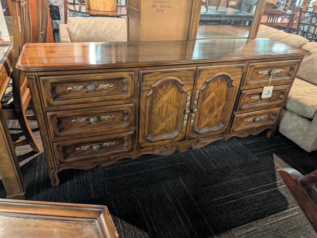 Vintage Drexel Triple Dresser With Mirror