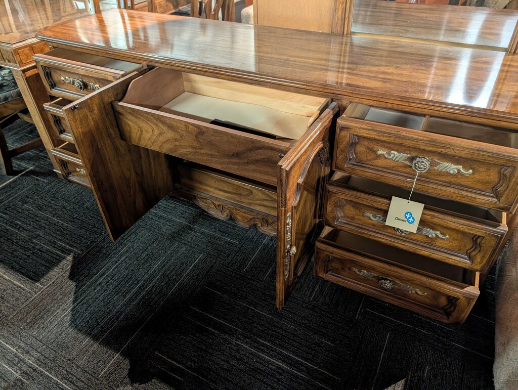 Vintage Drexel Triple Dresser With Mirror