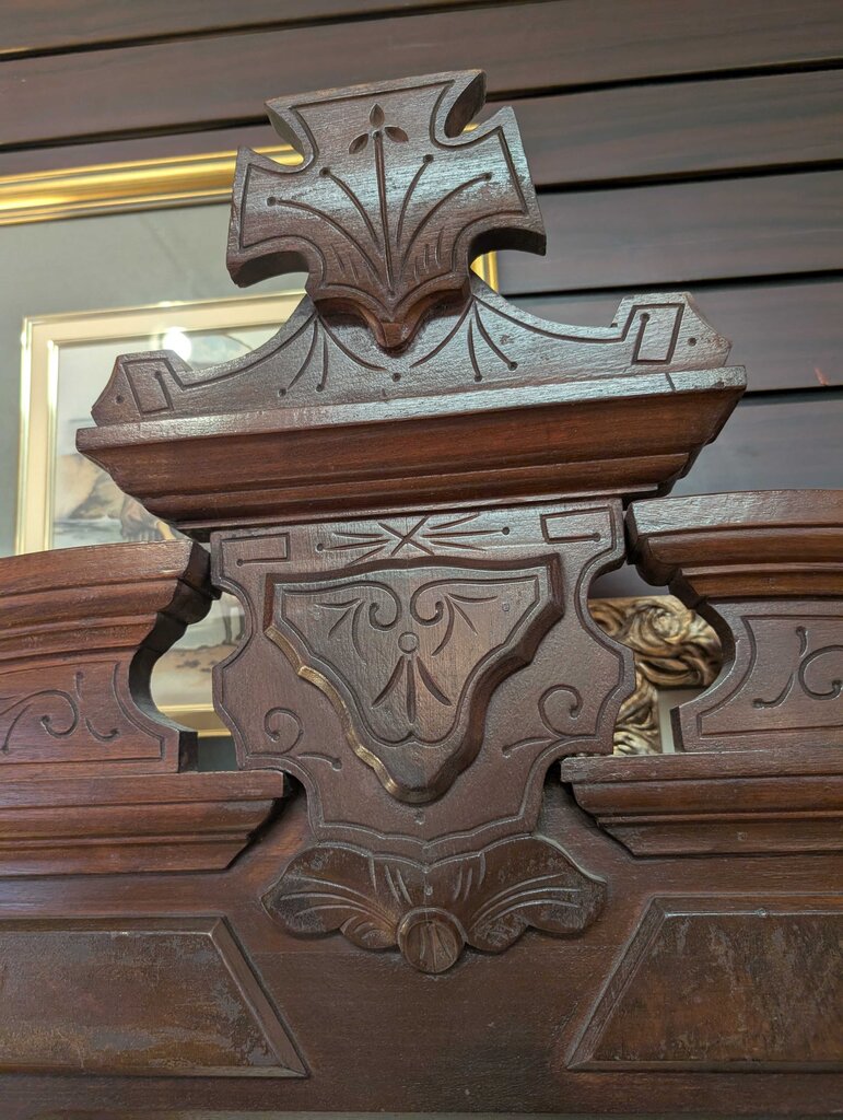 Victorian Walnut Dresser w/ Marble Top & Mirror