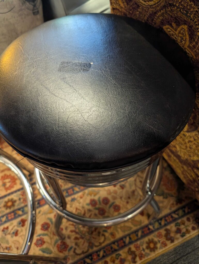 Chrome Round Table w/ Two Bar Stools