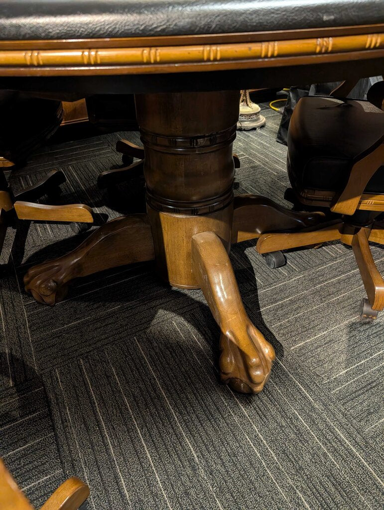 Round Claw Foot Poker / Game Table w / Four Chairs