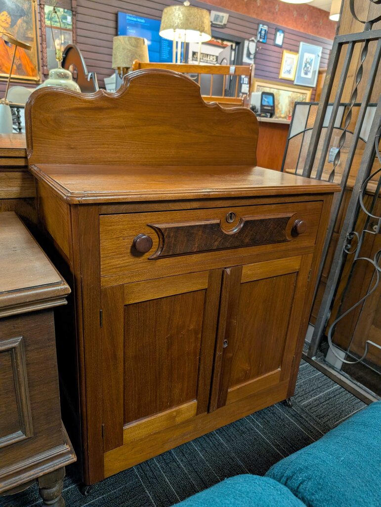 Late Victorian Walnut One Drawer Cabinet