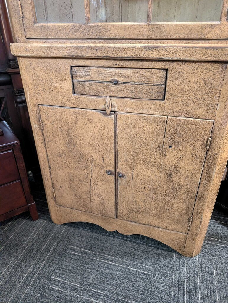 Custom Pennsylvania Country Cupboard by Mark J. Bach, Old Wood Products, constructed from reclaimed antique barn wood and architectural salvage, late 20th century