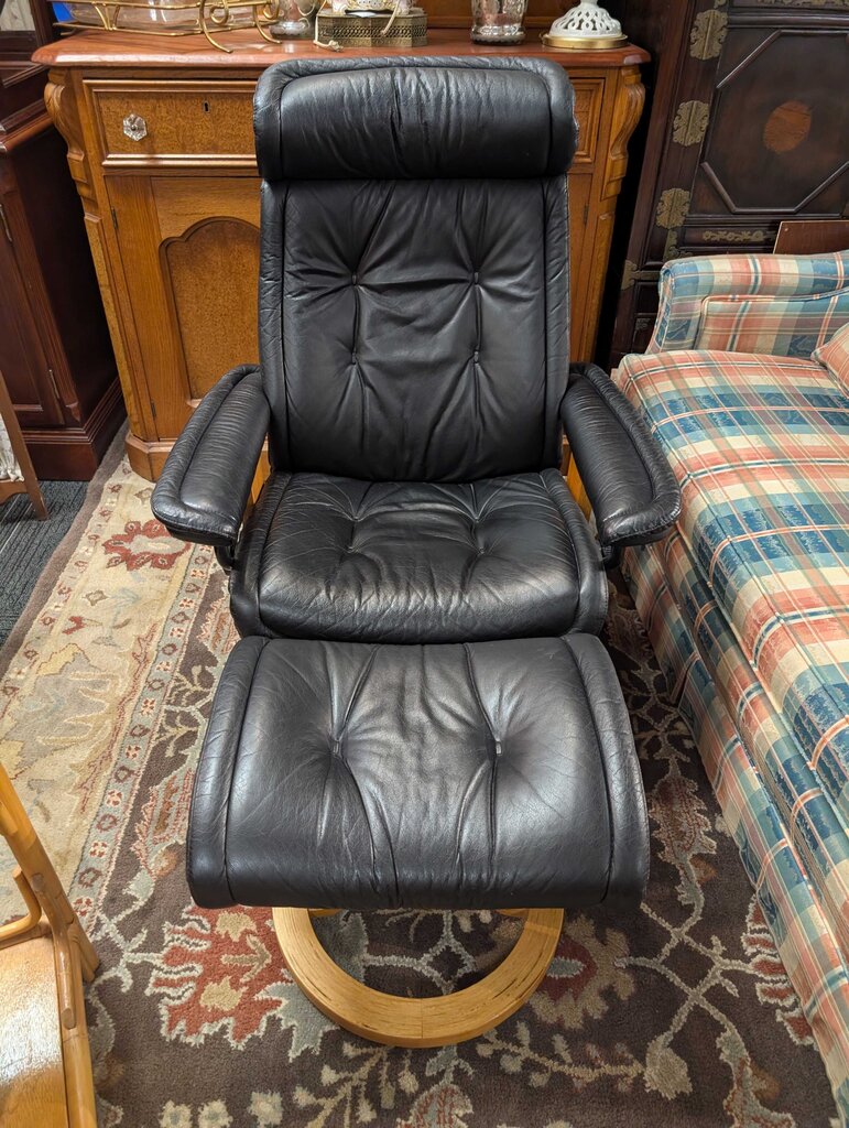 Vintage Danish Modern Lounge Chair With Ottoman