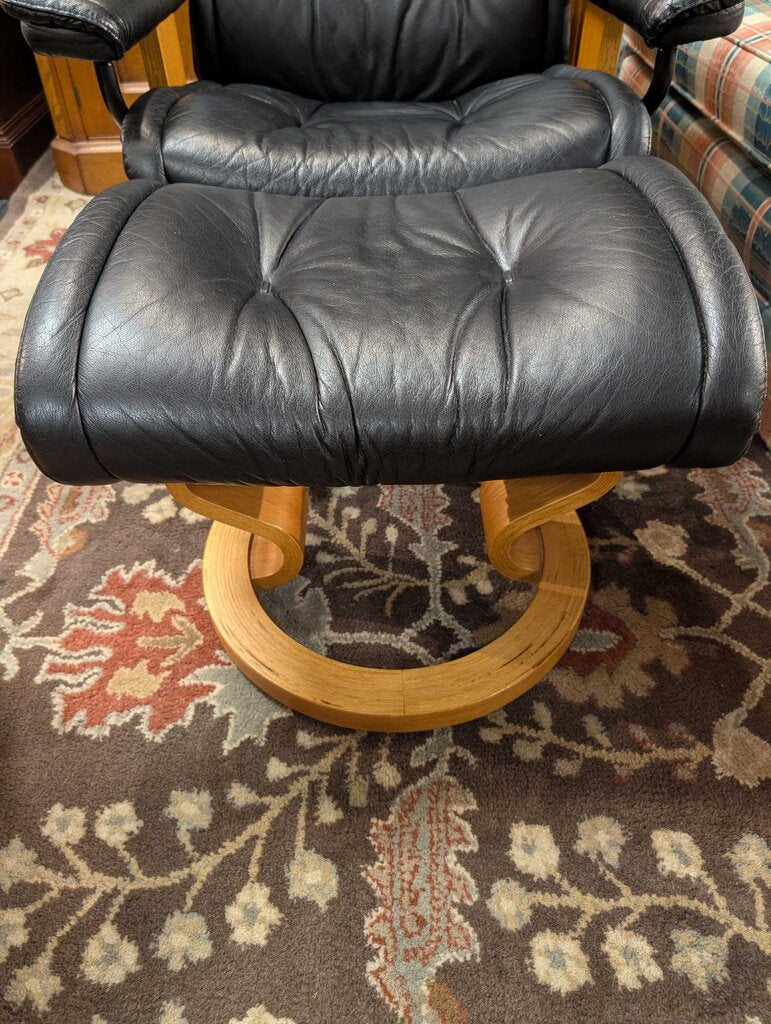 Vintage Danish Modern Lounge Chair With Ottoman